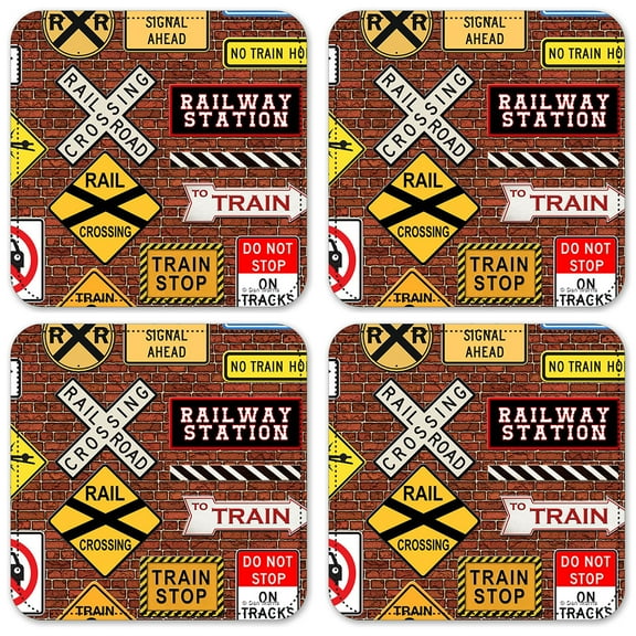 Vinyl Drink Coasters - Set of 4 - Train Signs - Image by Dan Morris