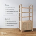 thumbnail image 3 of Nathan James Leah Bohemian Arched Bookcase, 3-Tier Bookshelf with Storage Cabinet Base, Seagrass Door Fronts and Solid Wood Frame, Raw Oak/Seagrass, 3 of 6