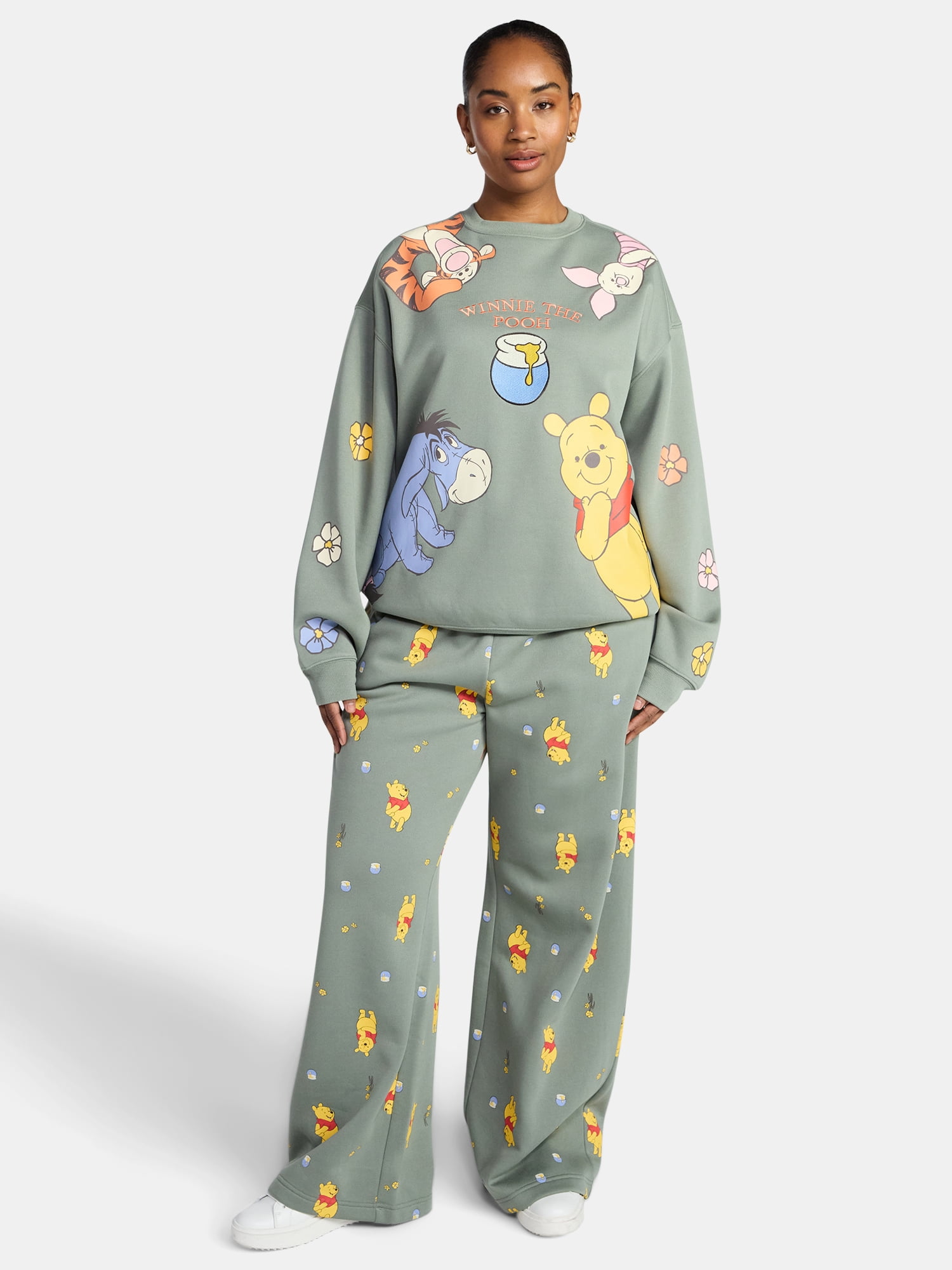 Disney Winnie the Pooh and Friends Women's Honey Pot Graphic Sweatshirt with Embroidery, Sizes XXS-4X