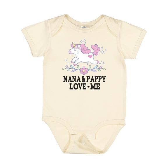 Inktastic Nana and Pappy Love Me Grandchild Unicorn Girls Baby Bodysuit