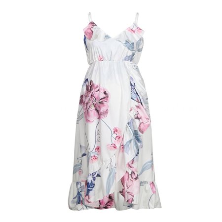

Fashion Women Mother Casual Floral Pregnant Dress For Maternity Clothes Pink M