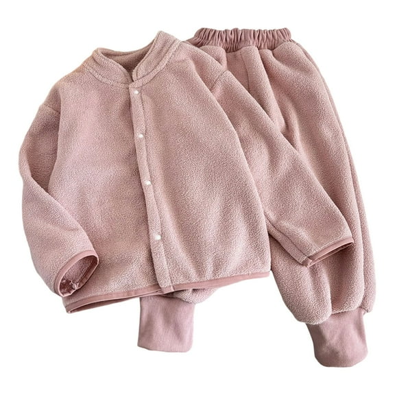 Hifoo Winter Girls Outfits Lined With Pants Toddler Kids Two Piece Outfits Warm Cold Weather Stylish Child Solid Color Clothing