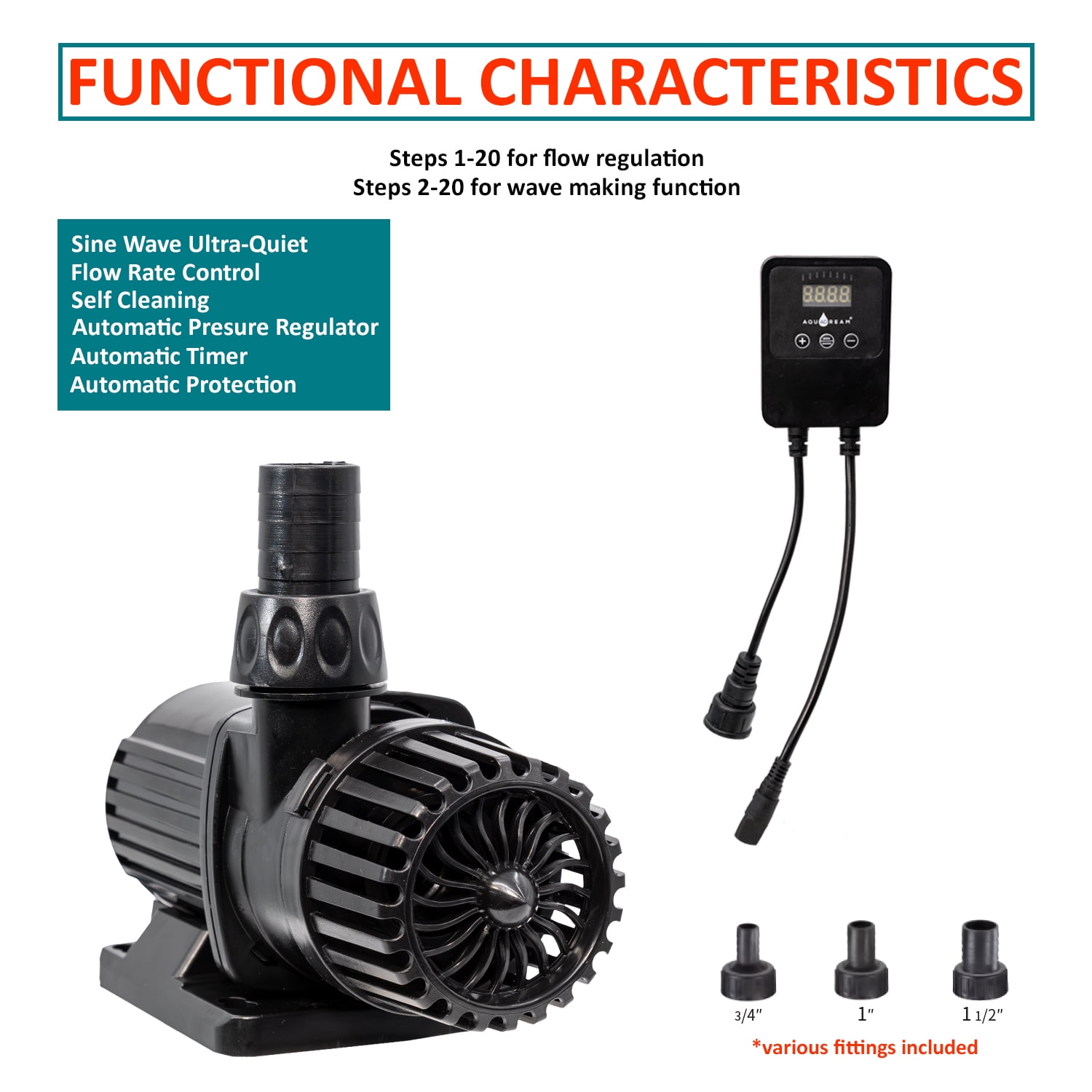 2400 GPH 24v Dc Eco Marine Aquarium Fish Tank Wave Maker Water Pump