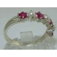 thumbnail image 4 of LBG 925 Sterling Silver Cultured Pearl & Ruby Womans Eternity Ring - Size 8.5, 4 of 6