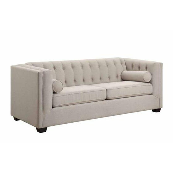 Simple Relax Cairns Modern Tufted Back Sofa Loveseat Couch Chair Oatmeal Microvelvet Option Type 3 Seater