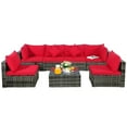 thumbnail image 4 of Costway 7PCS Patio Rattan Furniture Set Sectional Sofa Garden Red Cushion, 4 of 11