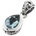 thumbnail image 2 of Teardrop Pear Blue Topaz Scroll Filigree 925 Sterling Silver Pendant, 1", 2 of 5