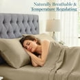 thumbnail image 3 of Casa Platino100% Egyptian Cotton King Size Sheets – Silky Sateen King Sheets Set, Hotel Style Luxury Bedding for Soft Breathable All-Season Comfort, 15” Deep Pocket – Linen, 3 of 8