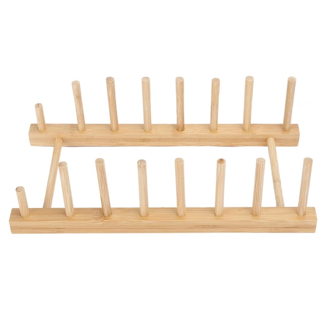 Natural Bamboo Non- Plate Holder Dish Rack, No Deformation Living Room For Study Kitchen
