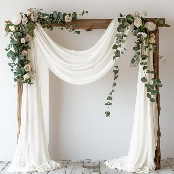 Deally pack of 1 panels(28.7" x 20FT)Wedding Arch Draping Fabric,Draping Fabric,Ivory Drapes Sheer Fabric Backdrop Arch Draping Fabrics for Wedding Ceremony