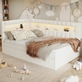 thumbnail image 4 of Euroco Upholstered Twin Size Daybed with Trundle, USB Charging Station and LED Light, White, 4 of 11