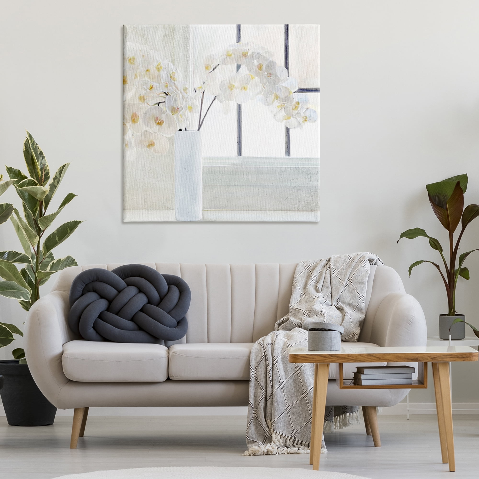 Stupell Industries Orchid Stems Windowsill Plants & Flowers Painting Wrapped Canvas Art Print Wall Art, 36 x 36