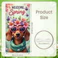thumbnail image 2 of Cartoon Cow Welcome Banner Sunflower Design Farm Display Bee Pattern Purple Bow Spring Backdrop for Farmhouse Decoration Spring Party Welcome Ceremony, 2 of 9