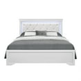thumbnail image 2 of Shaker Style White Full Bed Frame with Crystal Tufted Faux Leather LED Headboard - Contemporary Rubberwood &amp; MDF Panel Bed for Bedroom, Box Spring Required, 58.5"W, 2 of 5