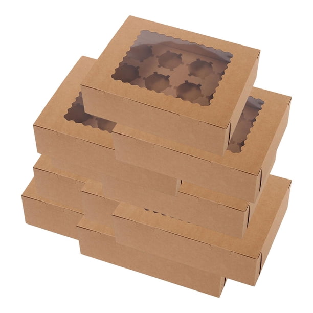 10 Uds. Cajas para cupcakes, cajas para galletas con ventana, cajas para dulces, porta cupcakes para pasteles pequeños, galletas, vacaciones, bodas papel kraft