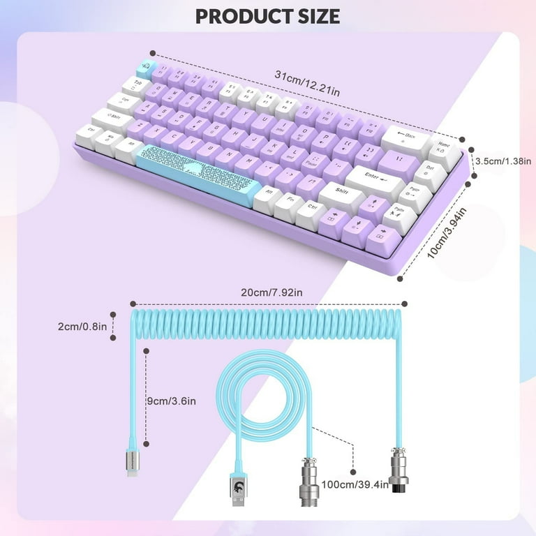ZIYOULANG T8 USB Type C Gaming Keyboard with Coiled Cable
