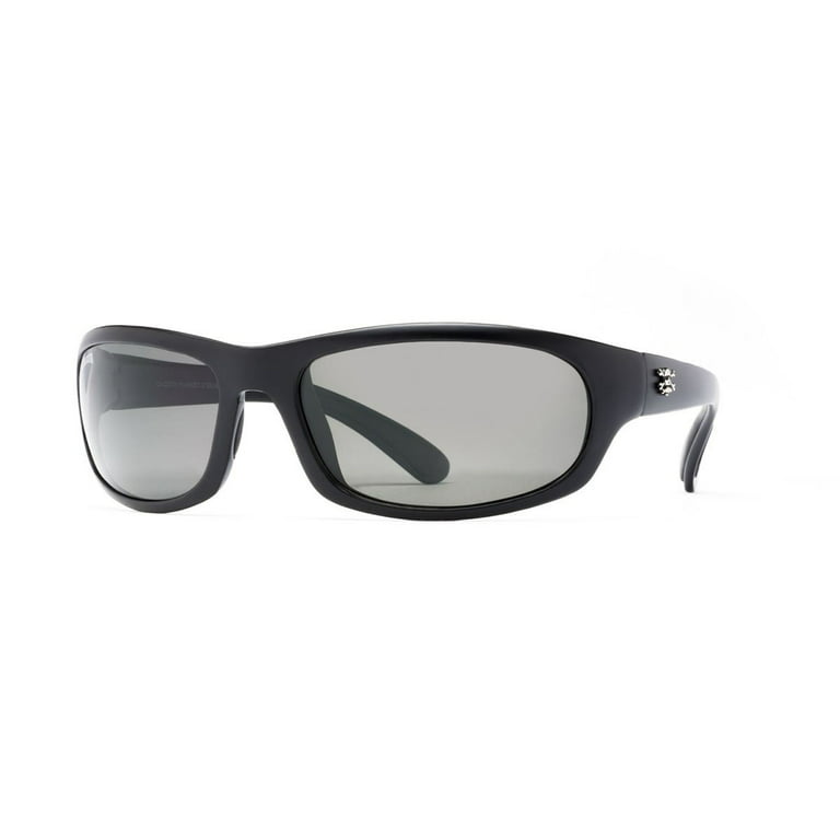 Calcutta Steelhead Polarized Fishing Sunglasses, Black Frame/Blue Mirror  Lens 