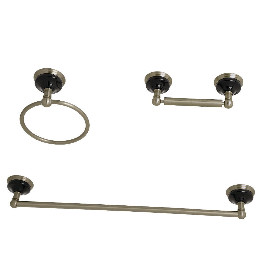 Kingston Brass BAK911248BB Water Onyx 3-Piece Bathroom Accessory Set, Brushed Brass