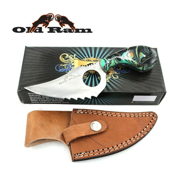 Old Ram Fixed Blade Skinner Knife w/Leather Sheath