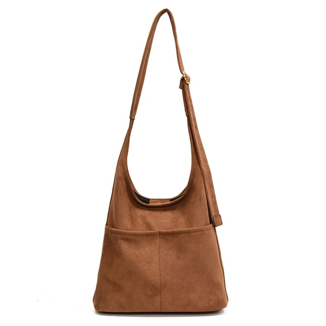 Bolso Mano Holgado Hobo Hombro para Mujer Correa Ajustable Gamuza Cierre Magnético Sólido Viajes