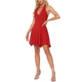 thumbnail image 4 of INSPIRE CHIC Vestido de cóctel sin mangas con escote en V profundo y espalda descubierta para mujeres, mini vestido de regreso a casa, color rosa XL rojo, 4 of 6