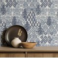 thumbnail image 2 of S4Sassy Peel & Stick Vinyl Wallpaper, Arabesque Pattern Wallpaper Contact Paper Waterproof - Blue, 25"x360" ,Textured Removable Wall Covering for Home Decor in Living Areas, Renter Spaces, Cabinets, 2 of 8