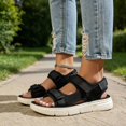 thumbnail image 6 of CHICVOMEY Womens Adjustable Hook and Loop Platform Sport Sandals Open Toe Casual Walking Shoes Lightweight Non Slip Cushioned Beach Sandals for Summer Outdoor Vacation, 6 of 8