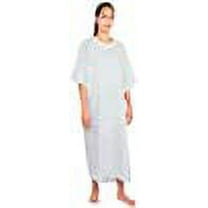 Personal Touch Unisex Hospital Patient Angle Back Overlap Ties at Neck & Waist Gown Blue/Green Squares Print - One Size Pack of 4