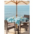 thumbnail image 3 of Outdoor Tablecloth with Umbrella Hole for Patio/Picnic/Party/Camping, Teal Starfish Coastal Waterproof Table Cloth Square Cover Washable, Vintage Seaside Tropical (54"x 54"), 3 of 9