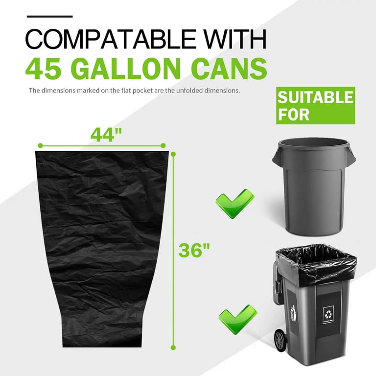 Uline Industrial Coreless Trash Liners - 1.5 Mil, 40-45 Gallon, Black  S-21329BL - Uline