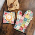thumbnail image 6 of Pioneer Flower Floral Print Pattern 1-Pack Oven Mitts Set, Heat Resistant Kitchen Gloves, 7.7" X 12", 6 of 6