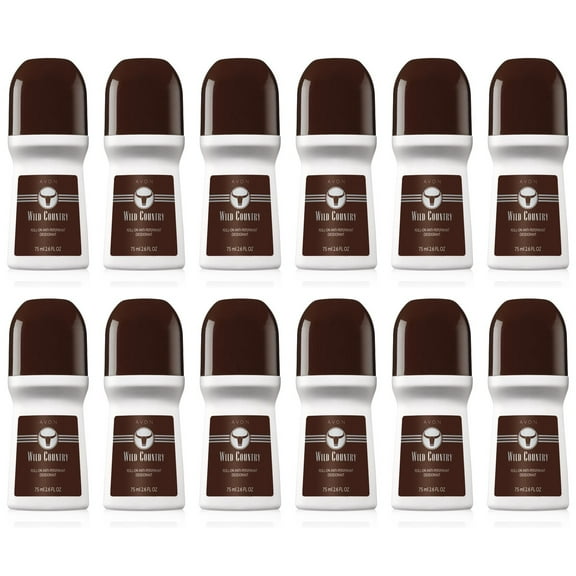 Avon - 12 Pack Wild Country Deodorant Roll On - Antiperspirant Deodorant, Anti-Whitening, Non-Staining, Quick-Drying Formula - 2.6 fl oz./75ml