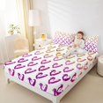 thumbnail image 4 of Homewish 3D Loves Pattern Twin Sheet Sets,Modern Graffiti Twin Fitted Sheet,Gold Purple White Flat Sheet For Girls,3pcs, 4 of 7