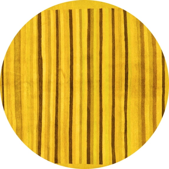 Ahgly Company Indoor Round Solid Yellow Modern Area Rugs, 7' Round