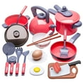 thumbnail image 3 of Langgg Plastic Kitchen Pretend Play Utensils Cookware Toy for Baby Girls Boys Red, 3 of 7
