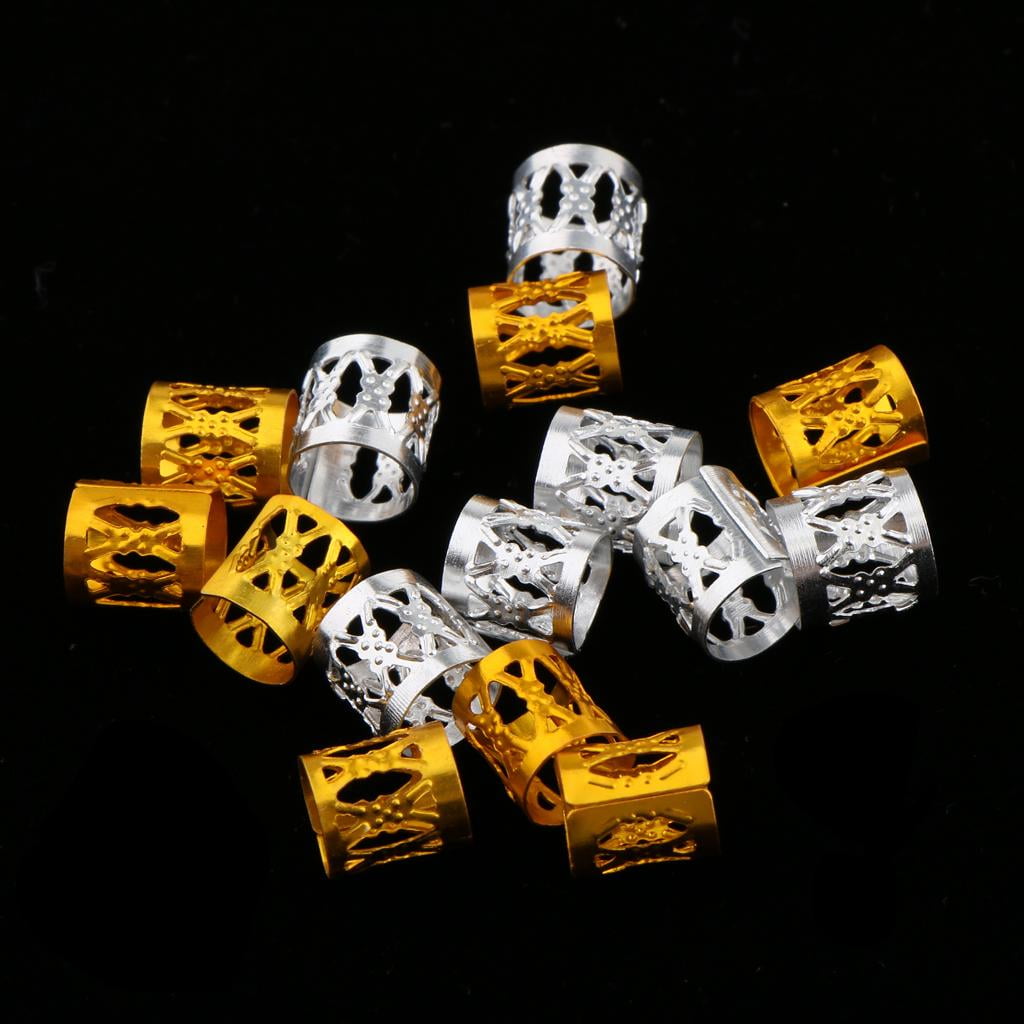 Esquirla 168 Packs Shell Dreadlock Beads DIY Hair Braid Rings Loops Pendant Hair Jewelry