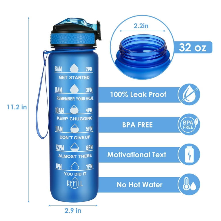32 OZ Sports Water Bottles with Time Marker