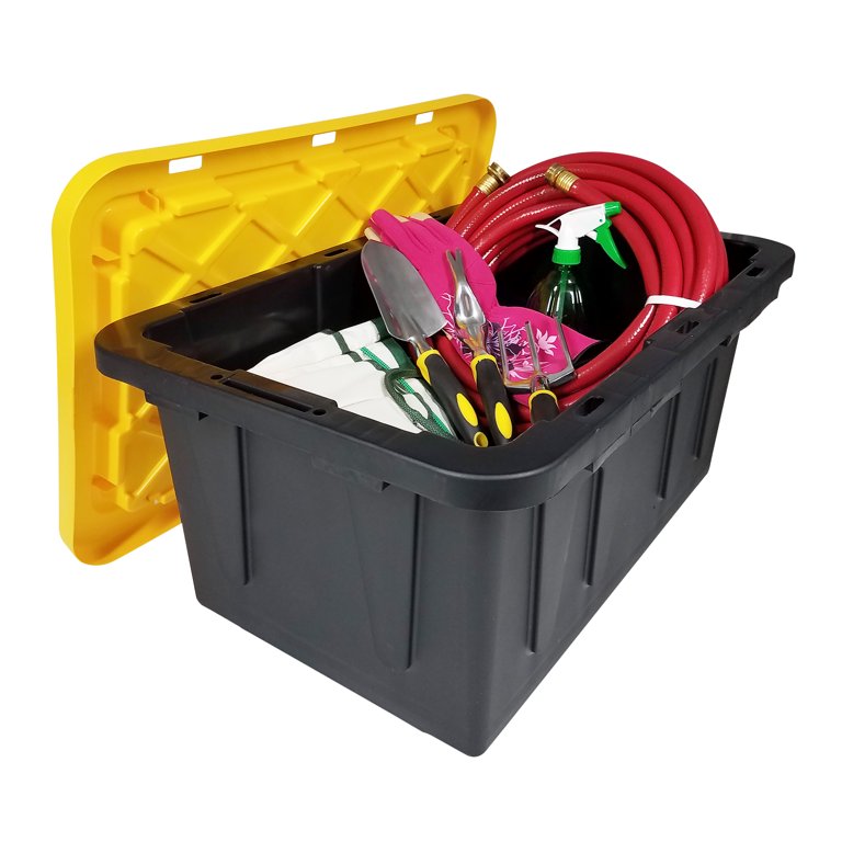 CX BLACK & YELLOW®, 15-Gallon Heavy Duty Tough Storage Container &  Snap-Tight Lid, (9.5”H x 20.6”W x 30.6”D), Weather-Resistant Design and  Stackable