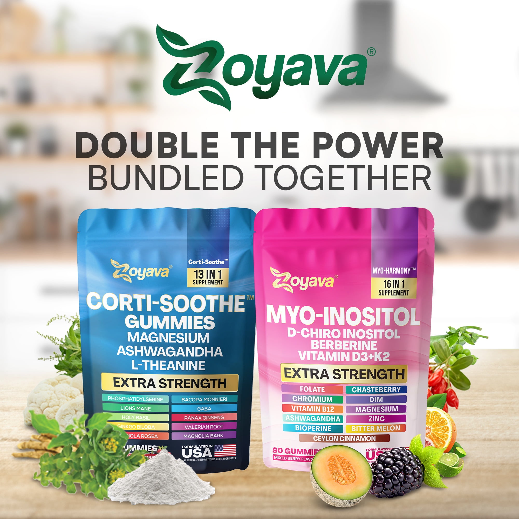 Soothe & Smooth Bundle Gummies - Cortisol & Myo-Inositol Supplement with D-Chiro Inositol, Berberine, Magenesium, Ashwagandha, L-Theanine, Vitamins D3+K2 & B12, Folate, Zinc Lion's Mane (150 Gummies)