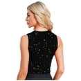 thumbnail image 4 of inhzoy Womens Sequin Waistcoat Sparkle Sleeveless Blazer Jacket Vest Top V Neck Glitter Tuxedo Clubwear Black M, 4 of 6
