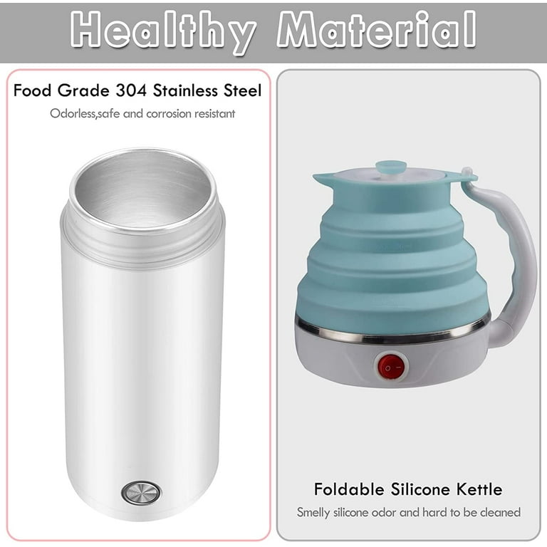 WOOLALA Cordless Portable Electric Kettle, 10 Minutes Fast Boiling 400ML  Hot Water Boiler 304 Stainless Steel Travel Kettle with 27000mAh  Rechargeable