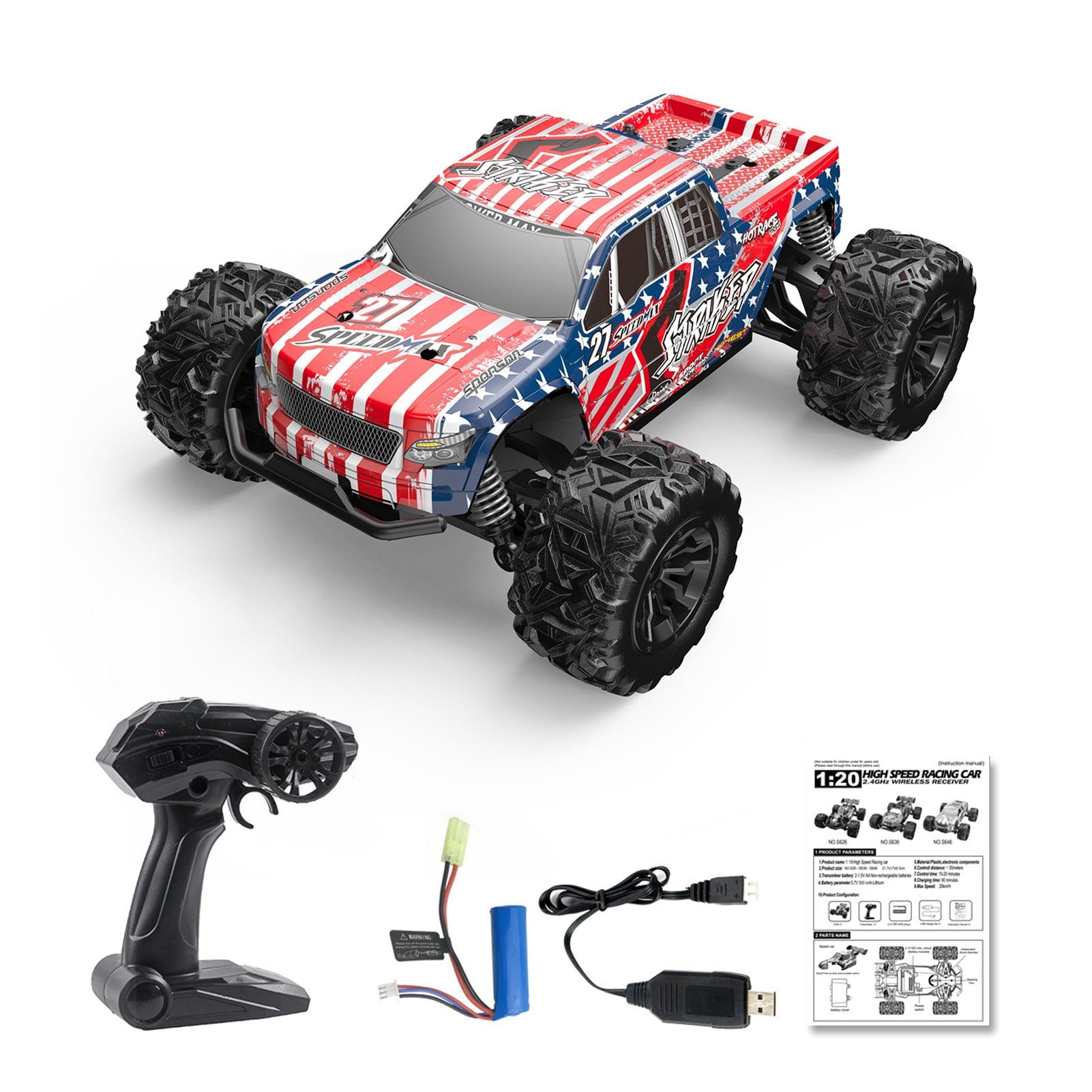 1:20 Scale 2.4GHz Remote Control Off-Road Racing Car 4WD High Speed