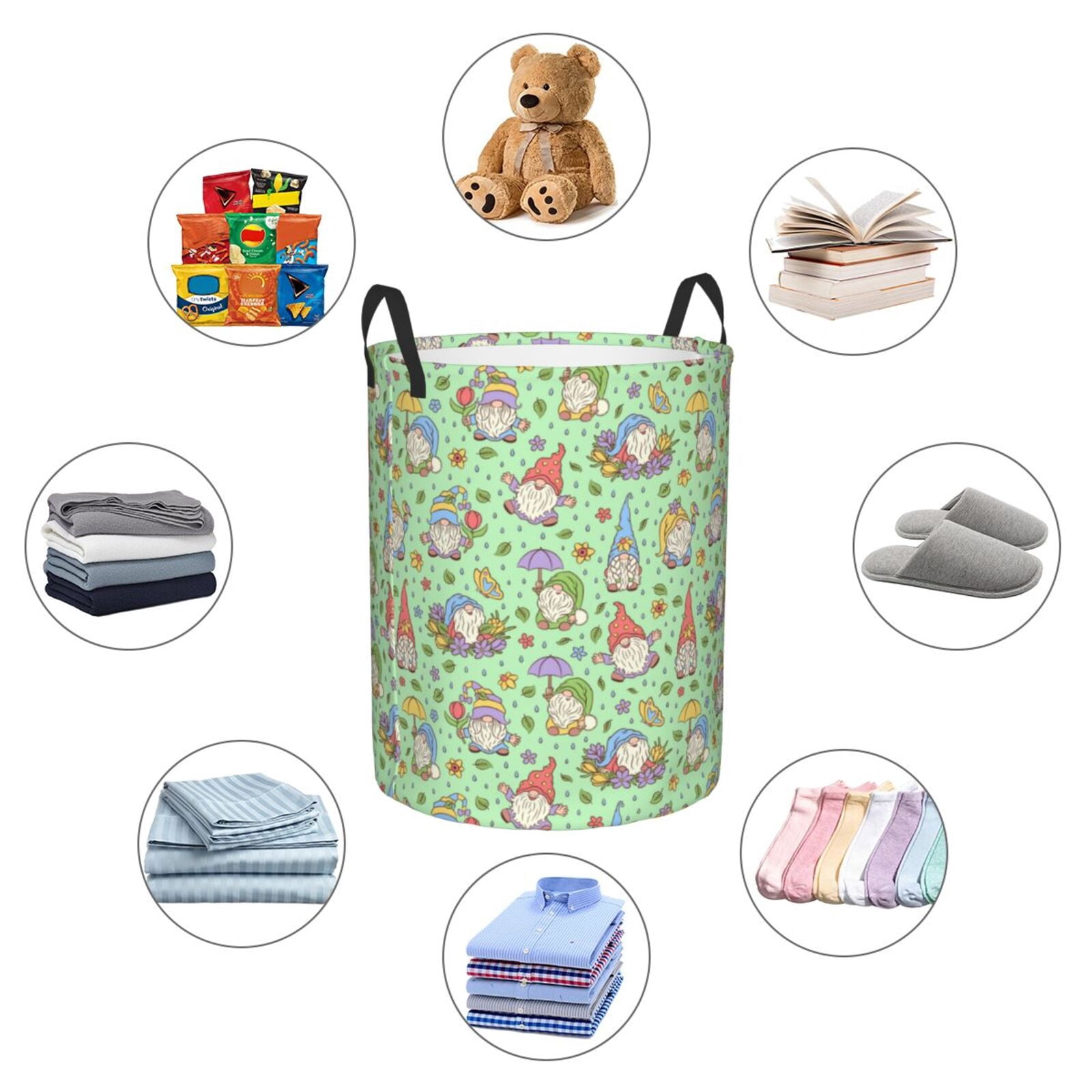 Large Laundry Basket with Handles - Spring Gnomes Kids Baby Dirty Clothes Laundry Hamper for Bedroom Aesthetic