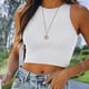 thumbnail image 5 of Parte Superior De La Cosecha Top corto para mujer Estilo casual Cami Top corto Slim Fit Traje diario (Blanco XL) Cgtredaw para Mujer Blanco T L, 5 of 6