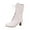 White, variant on LOVZFMLL Boots for Women Mid Calf Winter Boots Lace Up Round Toe Adjustable Straps Mid Flare Heel Fashion Fall Winter Boots