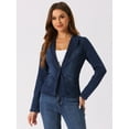 thumbnail image 3 of DARING DIVA Women's Lapel Collar Jean Jacket One Button Work Denim Blazer XS Deep Blue, 3 of 6