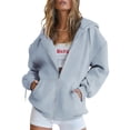 thumbnail image 1 of Avamo Women Hoodies Solid Color Sweatshirt Long Sleeve Hooded Tops Loose Fit Pullover Fall Grey M, 1 of 2