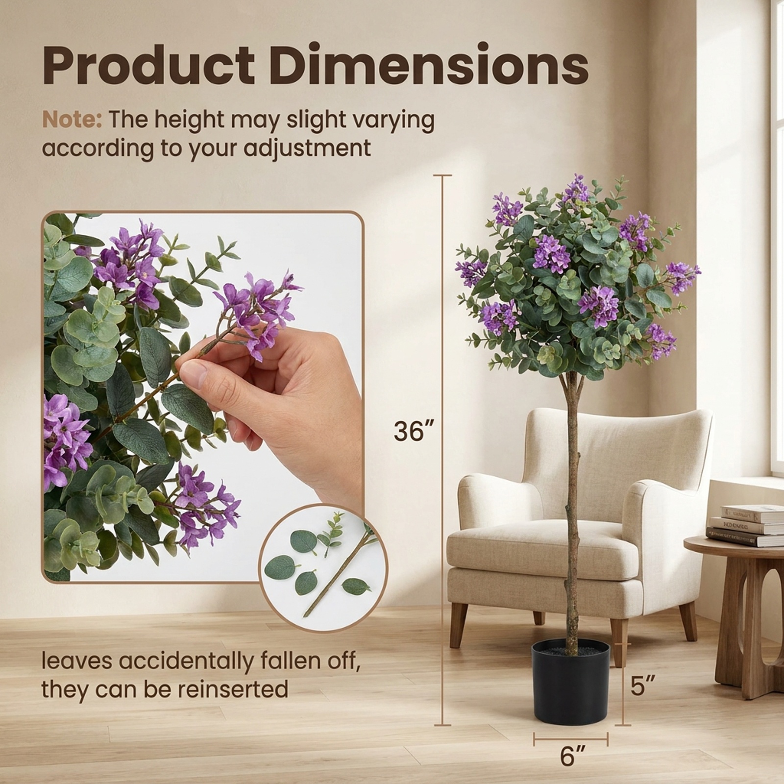 Vebreda Artificial Plant Decor, 2 Pack Artificial Topiary Cone Tree Faux Potted Shrub Plant with 49 Flowers, Lifelike Greenery Display