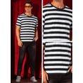 thumbnail image 4 of DARING DIVA Men's Striped Short Sleeve Crew Neck Casual Stripes T Shirt S Black White, 4 of 6