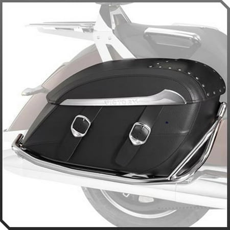 Victory Motorcycle New OEM Soft Saddlebags Chrome Rail Bar Guard Kit, (Best Soft Motorcycle Saddlebags)